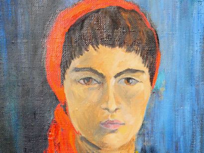 null Nicole MARETTE (1931-2021)
Autoportrait au foulard rouge
Huile sur toile, non...