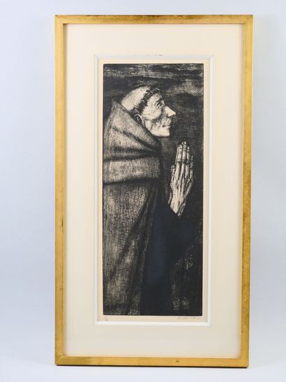 null Michel CIRY (1919-2018) 
Saint Francis of Assisi 
Engraving in black signed...