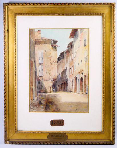 null École du XXème siècle 
Ruelles de Provence 
Aquarelle sur papier. Porte une...