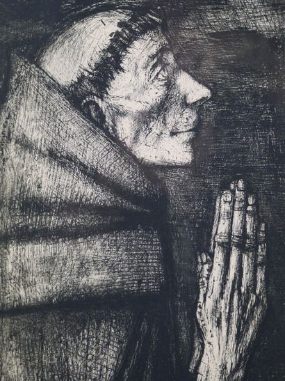null Michel CIRY (1919-2018) 
Saint François d'Assise 
Gravure en noir signée et...