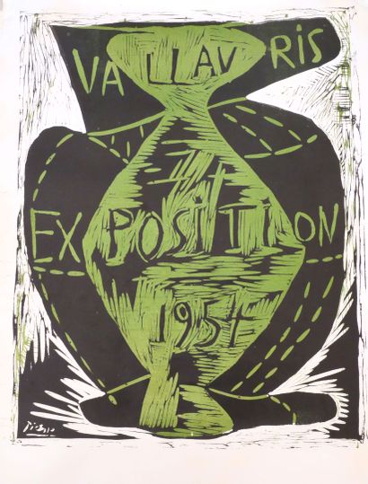 null Pablo PICASSO (1881-1973)
Affiche pour Vallauris 1954. 
Gravure sur linoléum...