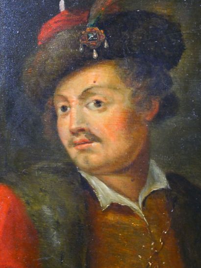 null Attribué à Balthazar BESCHEY (1708-1776)
Portrait d'homme en costume polonais;...