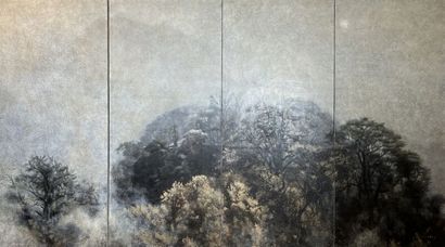 null Yang CHENG (1974) 

"Monastère"
Quadriptyque
Huile sur toile 
Signée en bas...