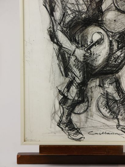null Rodolphe CAILLAUX (1904-1989)
The strolling musician 
Charcoal on paper signed...