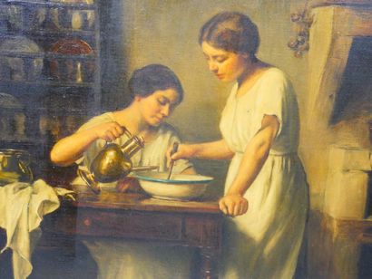 null Franck BAIL (1858-1924)
Femmes à la cuisine
Huile sur toile signée en bas à...