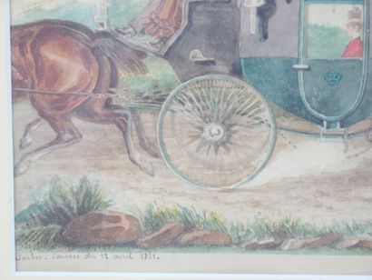 null JS (active around 1880)
The stagecoach
Watercolor on paper signed "JS" on the...