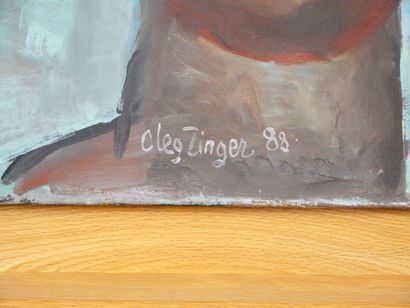 null Oleg ZINGER (1910-1998)
Portrait d'homme sur fond bleu
Huile sur toile signée...