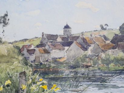 null Paul LECOMTE (1842-1920)
Village au bord d'une rivière
Aquarelle sur papier
Dimensions...