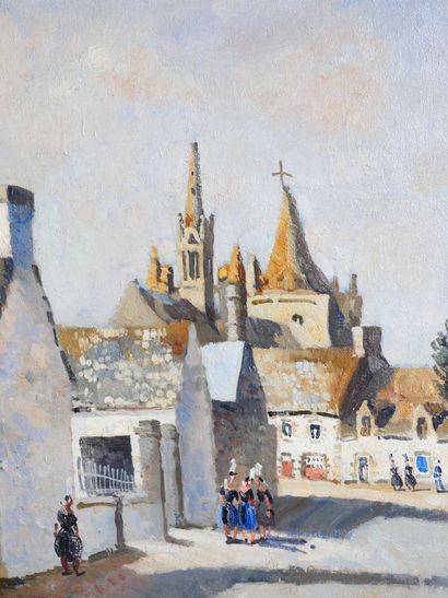 null Edmond CERIA (1884-1955)
Rue de Penmach et son église
Huile sur toile signée...