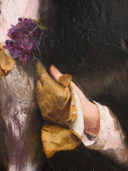 null Maximilienne GUYON 1868-1903
Élégante au bouquet de violette
Huile sur toile,...