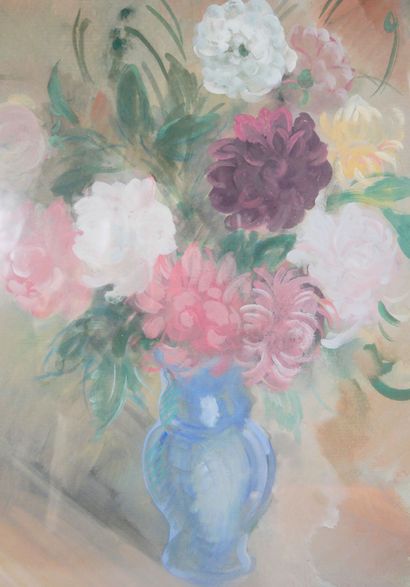 null Giovanni LEONARDI (1876-1957)
Vase with dahlias 
Watercolor on paper signed...