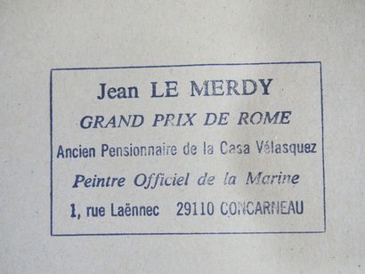 null Jean LE MERDY (1928-2015)
Trains et chalutiers 
Huile sur carton signée en bas...