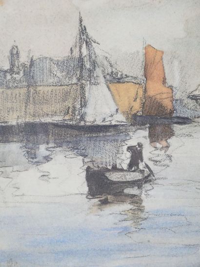 null Henri Alphonse BARNOIN (1882-1940)
Le retour de la pêche
Aquarelle et fusain...