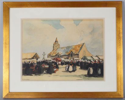 null Henri Alphonse BARNOIN (1882-1940)
Fête en Bretagne
Aquarelle et gouache sur...