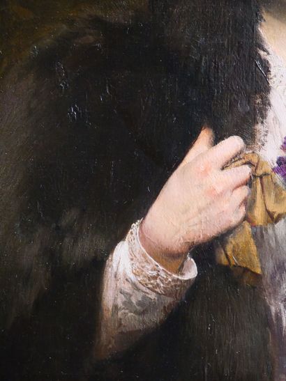 null Maximilienne GUYON 1868-1903
Élégante au bouquet de violette
Huile sur toile,...