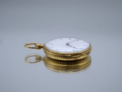 null Petite montre à gousset en or 750 millièmes, le cadran émaillé blanc, les chiffres...
