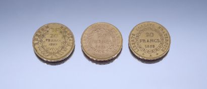 null Ensemble de 3 Monnaies Or - France.
1-20 Francs Napoléon III, 1857 A.
1-20 Francs...
