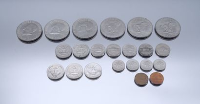 null Ensemble de 22 Monnaies Etats-Unis.
3-One Dollar 1776-1976, Eisenhower, Bicentenaire...