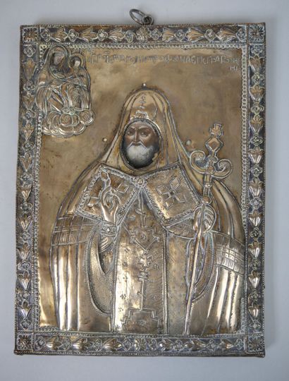 null Icon of Saint Mitrophan of Voronezh
Tempera on wood. In its gilded metal oklad...