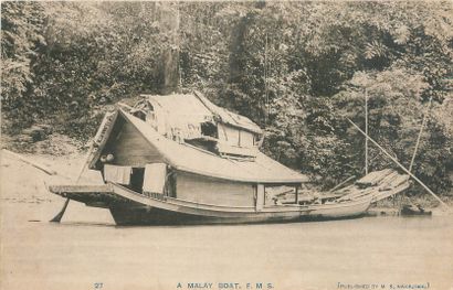 null 7 POSTCARDS MALAYSIA: Means of Locomotion. "River-Scene-Federated Malay States...