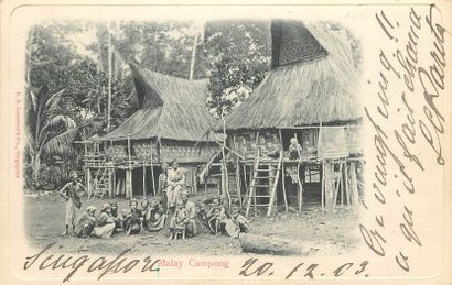 null 8 POSTCARDS MALAYSIA: Women, Men & Village Scenes. "Malay Women, 2cp-Type of...