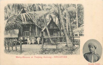 null 55 CARTES POSTALES MALAISIE : Ville de Singapour. Dont" Malay-Houses at Tanjong...