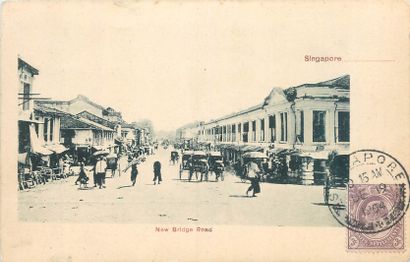 null 44 CARTES POSTALES MALAISIE : Ville de Singapour. Dont" New Bridge Road, Johnston's...