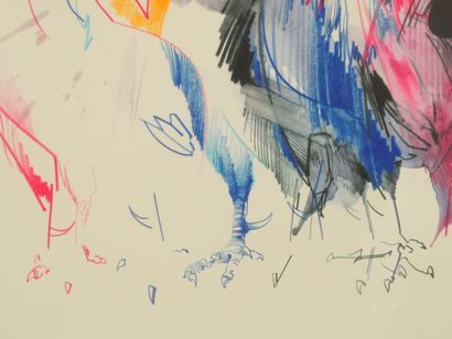 null Raymond MORETTI (1931-2005)
Les coqs 
Lithographie en couleurs signée en bas...