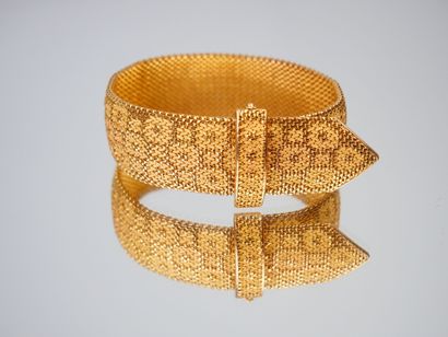 Bracelet ruban en or 750 à maille souple...