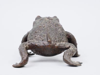 null JAPAN : 
Brown patina bronze set including a crayfish, antennas raised, and...