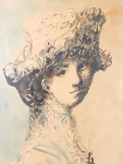null Sylvain VIGNY (1903-1970)
Tête de femme
Dessin aquarellé signé en bas à gauche...