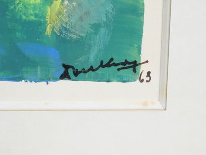 null Georges DOUKING (1902-1987)
Femme à la robe verte
gouache sur papier signée...