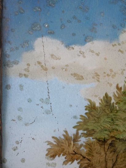 null ECOLE DU XVIIIe
Scène champêtre
Peinture sur verre
Dans un cadre en bois naturel...