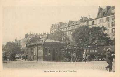 null 9 CARTES POSTALES PARIS VECU: Locomotion. "Une Station de Fiacres aux Champs...