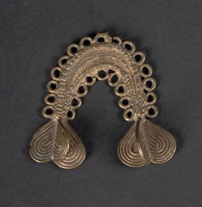 null GHANA 
Set of two bronze weights for weighing gold
Ashanti
Beginning of the...
