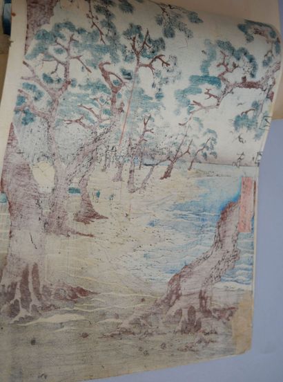 null JAPON d'après Utagawa HIROSHIGE (1797 -1858) 
Paysage de forêt au bord de l'eau...