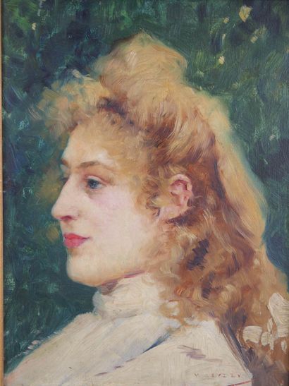 null Victor LEYDET (1861-1904)
Portrait d'une dame de qualité vue de profil 
Huile...