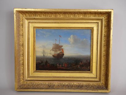null Adriaen VAN DER CABEL (c.1631-1705)
Scène de port
Huile sur panneau 
Dimensions :...