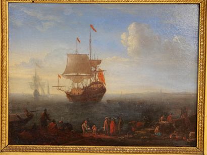 null Adriaen VAN DER CABEL (c.1631-1705)
Scène de port
Huile sur panneau 
Dimensions :...