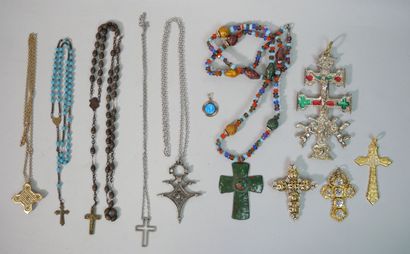 Set of religious costume jewelry, including...