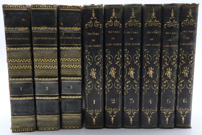 null BYRON. Oeuvres. Paris, Furne, 1830, 6 vol. in-8, demi-rel. chag. noir, dos lisse,...