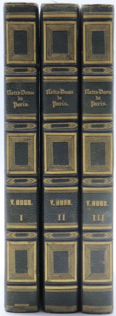 null HUGO (Victor). Notre-Dame de Paris. Paris, Renduel, 1836, 3 vol. in-8, demi-rel....