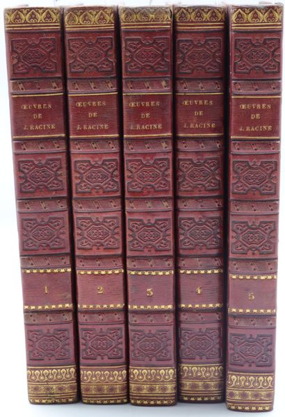 null RACINE. Oeuvres complètes. Paris, Pinard, 1829, 5 vol.in-8, half-bound red calf,...
