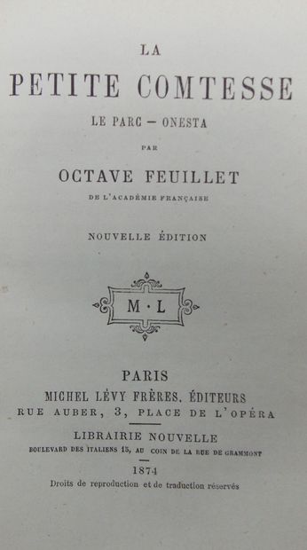 null FEUILLET (Octave). La Petite Comtesse, Le Parc-Onesta.
Nouvelle Édition, Paris...