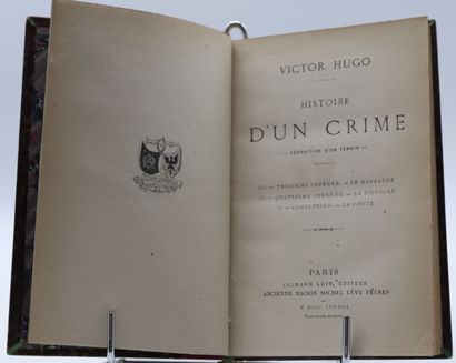 null HUGO (V). Histoire d'un crime. Paris, Lévy, 1877, 2 vol. in-8, demi-rel. chag....
