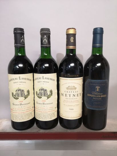 4 bouteilles de BORDEAUX DIVERS 

1 Ch. CORDEILLAN...