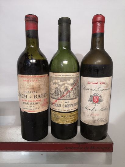 null 3 bouteilles de BORDEAUX Crus Classés ANCIENS A VENDRE EN L'ETAT 

1 Ch. LYNCH...
