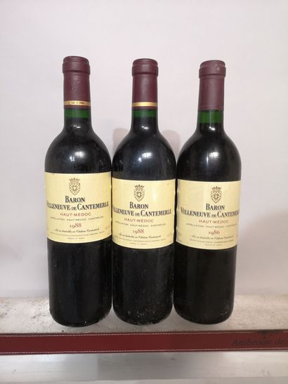 3 bouteilles de BARON VILLENEUVE de Ch. CANTEMERLE...