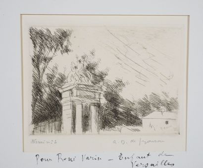 null André DUNOYER DE SEGONZAC (1884-1974)
L'entrée de l'Orangerie 
Gravure au burin...