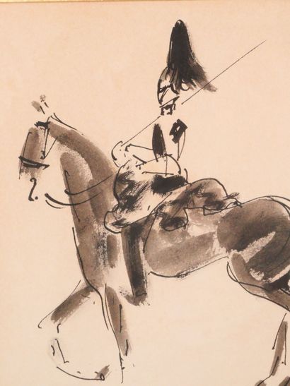 null Paul Lucien MAZE (1887-1979)
Garde à cheval 
Encre sur papier signée en bas...